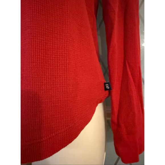 Gap henley top Red size Small waffle knit Long Sleeve Classic - Picture 3 of 9